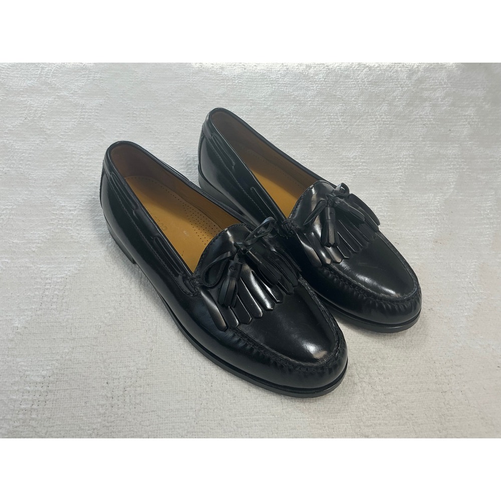 Cole Haan Mens Black Leather Kiltie Tassel Loafers Shoes C02691 Size 11 3E Wide
